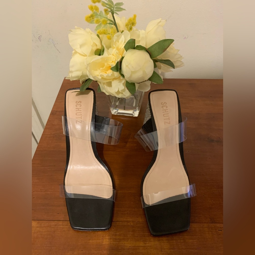 Schutz Sandals Rhinestone Heel